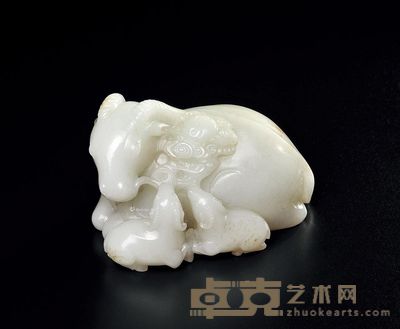 清乾隆 白玉雕“三阳开泰”摆件 长11.2cm