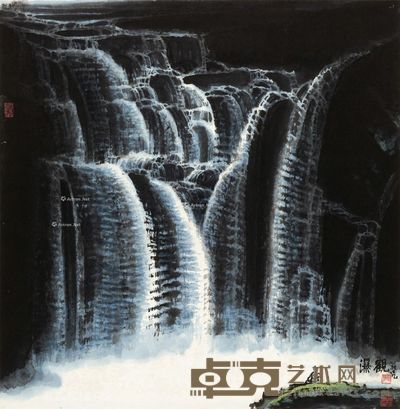 张凭 观瀑 68×68cm