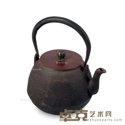 明治时期 龙文堂造·铜盖·刷毛目纹·铁壶 高23cm；宽19cm