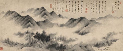 潘思牧 仿董山水