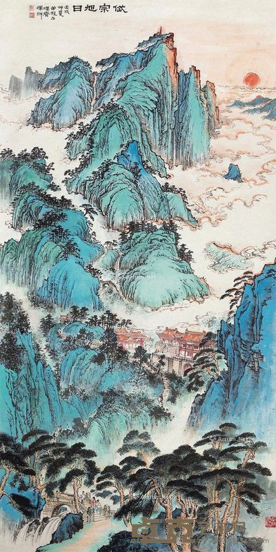 羊放 岱宗旭日 160×80cm