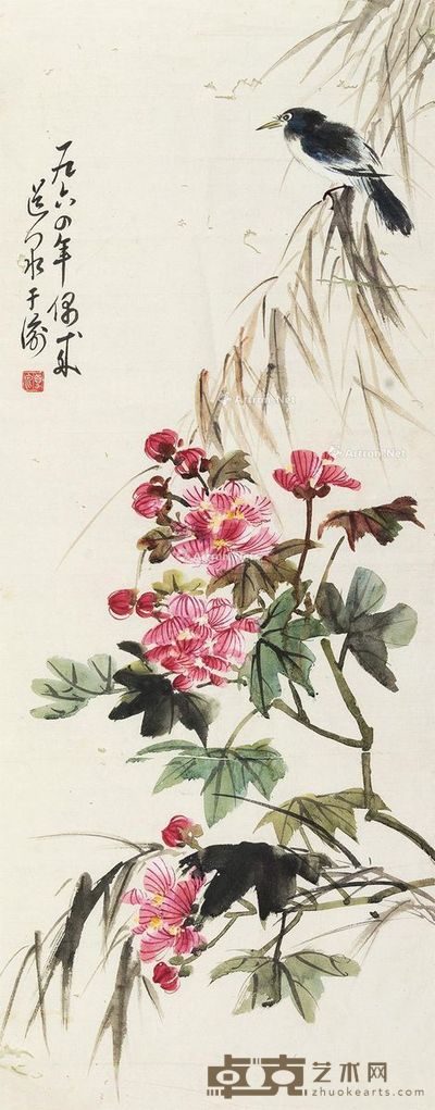鍾道泉 芙蓉小鸟 84×33cm