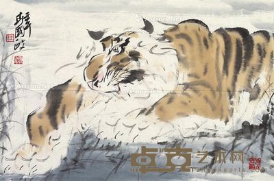 王国政 虎 69×46cm