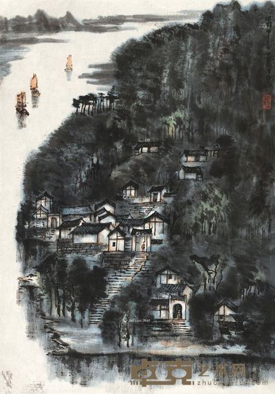 李可染 蜀中小景 66×45cm