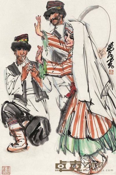 黄胄 新疆舞蹈 69×45.5cm
