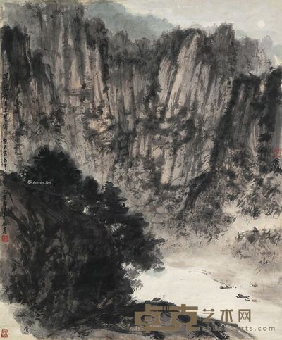 傅抱石 早随烟月上瞿塘 107×87.5cm