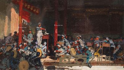 何孔德 古田会议(油画初稿) 12.4×21.8cm