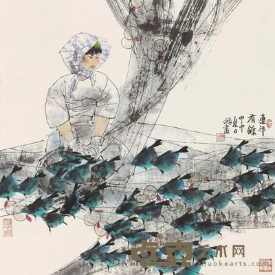 王明明 连年有余 68×68cm