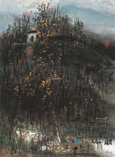 曾宓 山间放牧图 62×46cm