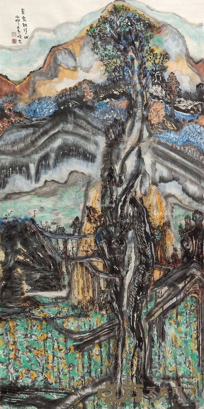 林顺文 意象铁行山 137×68.5cm