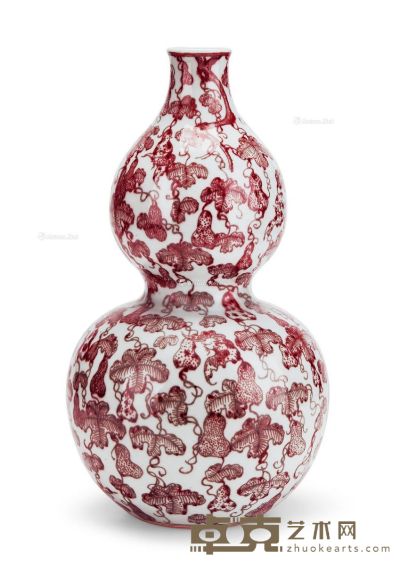 清乾隆 釉里红『福禄万代』葫芦瓶 高34.8cm