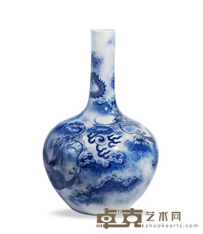 清中期 青花云龙纹天球瓶 高41.5cm