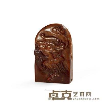 清 寿山石雕龙钮章料 高3.7cm