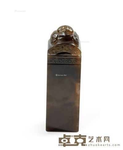 近代 寿山石牛角冻章料 2.8×2.8×9.7cm