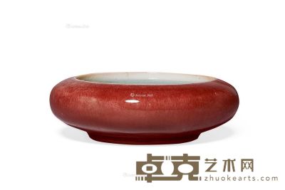 清康熙 豇豆红堂锣洗 直径12cm