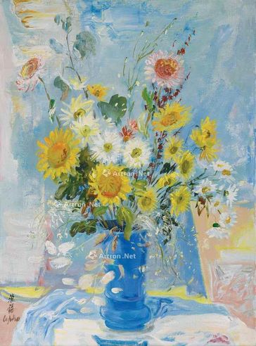 黎谱 约1970年作 花 油彩 画布