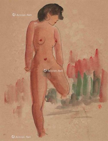 陈澄波 裸女 水彩 纸本