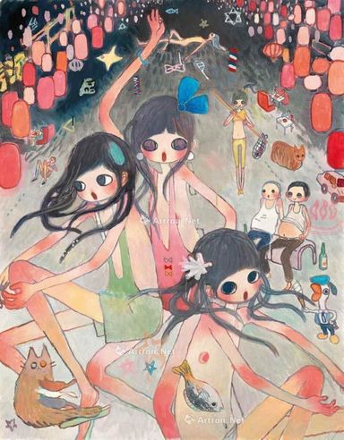 高野绫 2008年作 北京的鱼真美味 压克力 画布