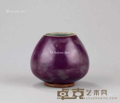 金代(1115-1234) 钧窑窑变釉鸡心罐 高9.4cm