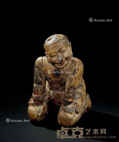 明代(1368-1644) 木雕人物座像 高20cm