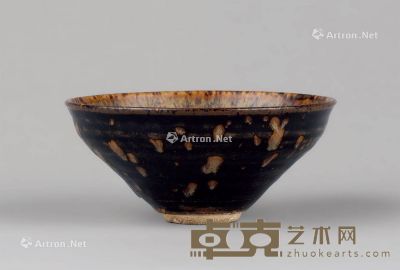 宋代(960-1279) 吉州窑天目方块纹茶碗 直径11.7cm；高5.4cm