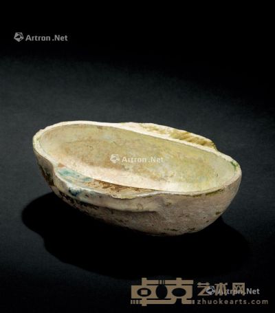 汉代(B.C.206-A.D.220) 绿釉耳杯 长14cm；宽10.5cm；高4.2cm