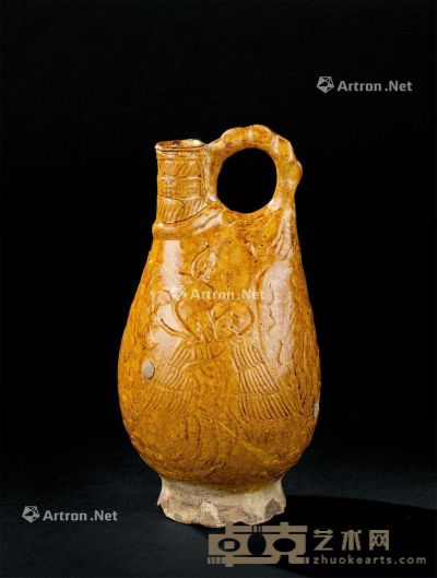 辽代(916-1125) 黄釉皮囊壶 高23.5cm