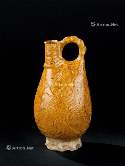 辽代(916-1125) 黄釉皮囊壶