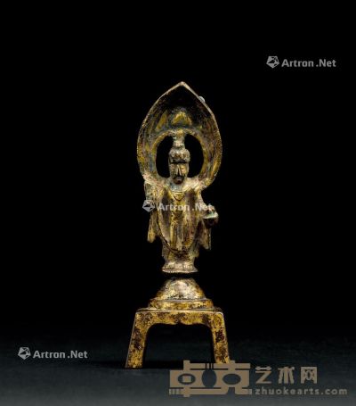 北魏(386-534) 铜鎏金立像 高11cm