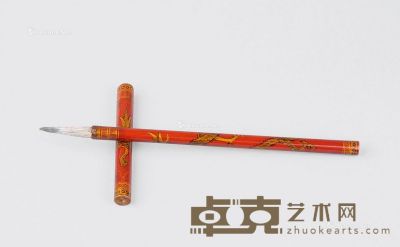 清代(1644-1911) 大漆凤纹毛笔 长23.7cm