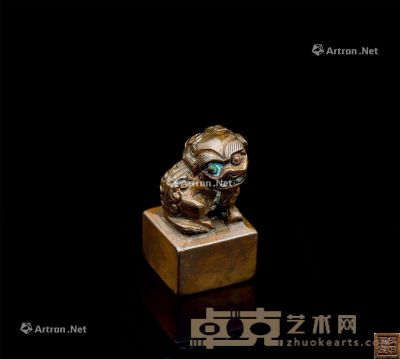 清代(1644-1911) 铜鎏金王鉴自用印章 长1.5cm；宽1.5cm；高2.7cm