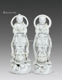 清代(1644-1911) 德化窑白瓷童子摆件 （一对）