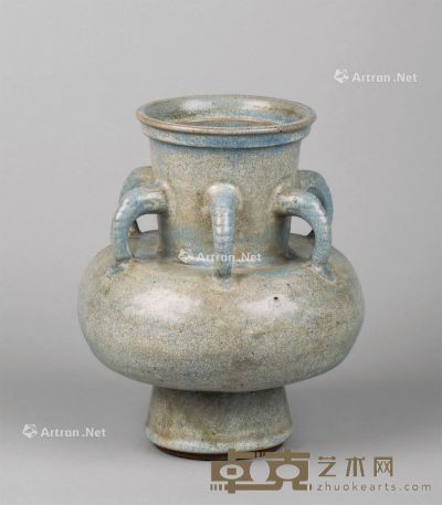 明代(1368-1644) 宜钧象耳瓶 高21cm