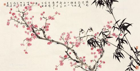 白光 桃花小鸟