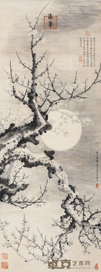 嘉庆帝 月影梅花 155.5×58cm