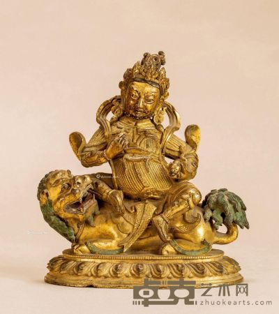 18世纪 铜鎏金 财宝天王 高16.5cm