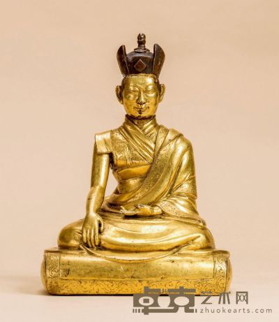 15-16世纪 铜鎏金 噶玛巴 高19cm