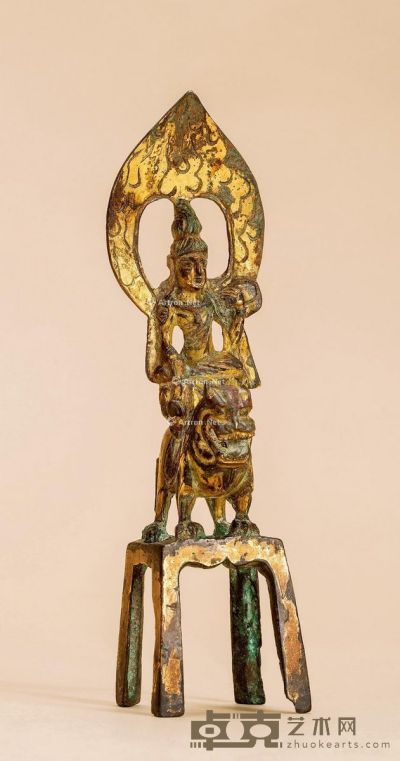明代 铜鎏金 文殊菩萨 高15cm