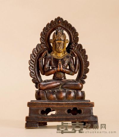 17-18世纪 四臂观音 高17cm