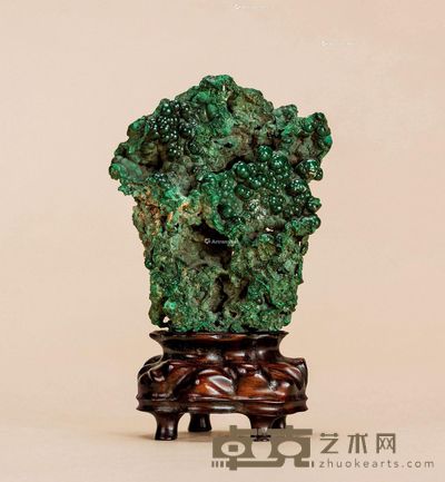 清代 孔雀绿小供石 高9.5cm