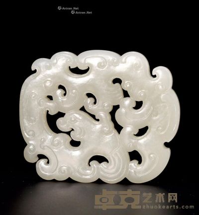 清中期 白玉螭龙纹珮 长6.8cm