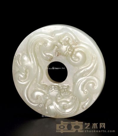 清中期 白玉螭龙纹璧 直径5.4cm