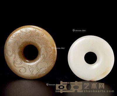 明 白玉、旧玉凤纹环 （二件） 直径5.9cm；直径5.7cm