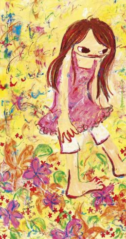 六角彩子 2007年作 红洋装女孩 压克力 画布