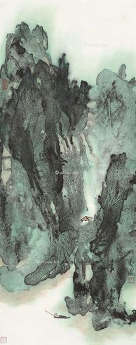 郑登桥 溪亭钓艇