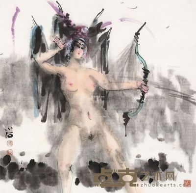 傅小石 巾帼人物 67×68cm