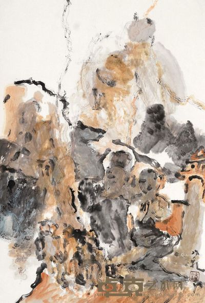 钟孺乾 修者与行者 68×45cm