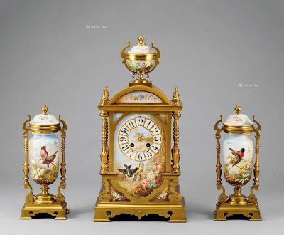 1890年 瓷片三件套钟