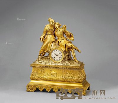 1860年 中国风雕塑台钟 50×43cm