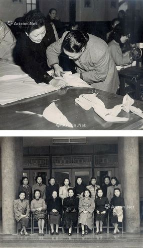 胡崇贤 1941年 抗战期间宋美龄带领将军夫人为国军战士缝衣服 （3张）